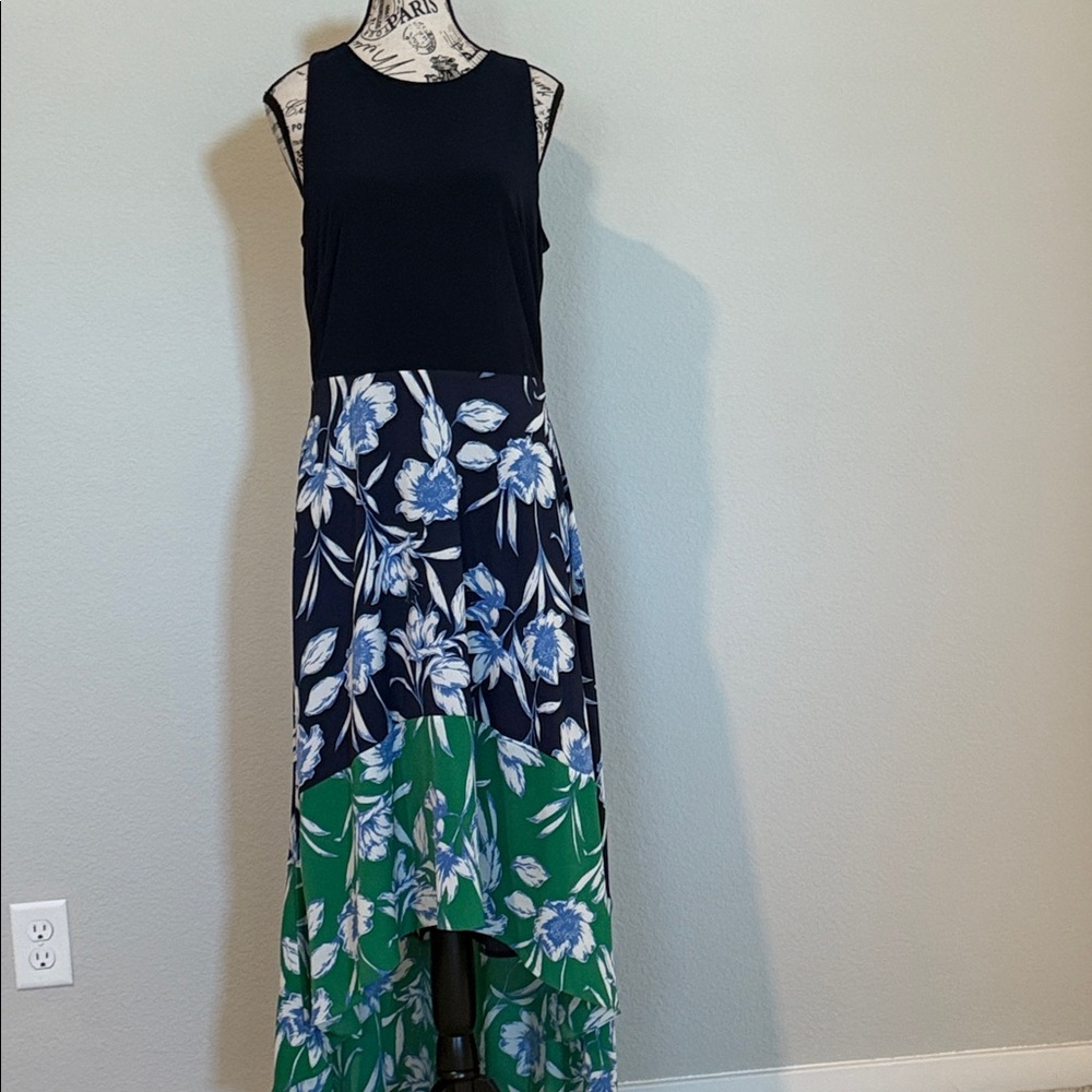 Eliza J Black and Floral Midi Dress